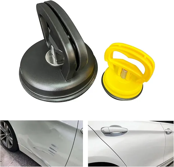 GOAKICHGO Dent Puller, 2 Pack Car Dent Puller Kit, Large and Small Suction Cup Dent Puller Kit for Car Dent Repair, for Glass Tile Mirror, Granite Lifting and Object Moving,L+S (Black-Yellow)