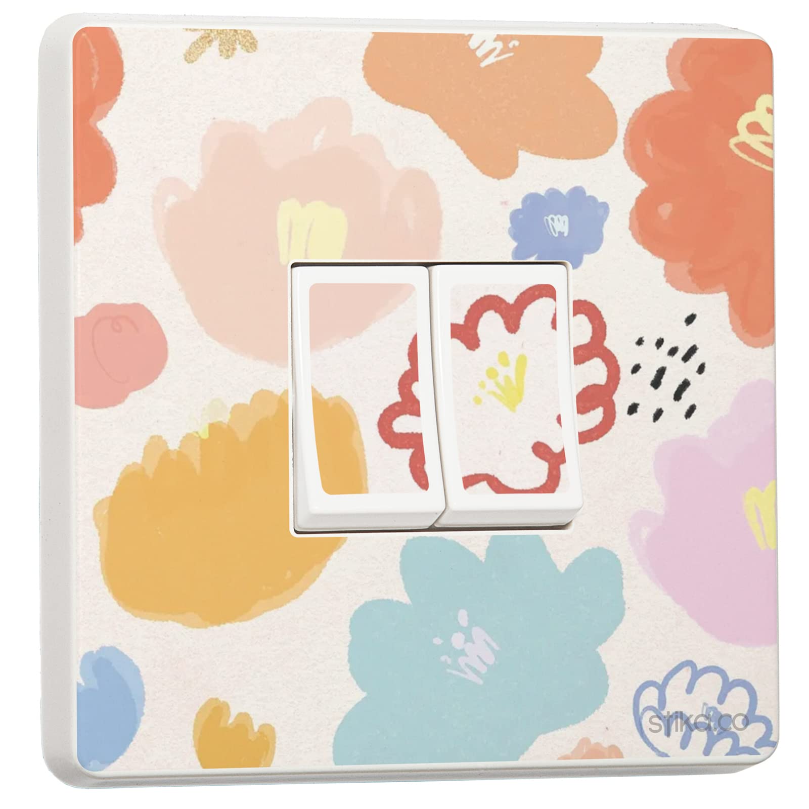 stika.co Pack of 2 Blooming Flowers, Floral Print Single or Double Light Switch Sticker Vinyl Cover Skin (Double Switch)