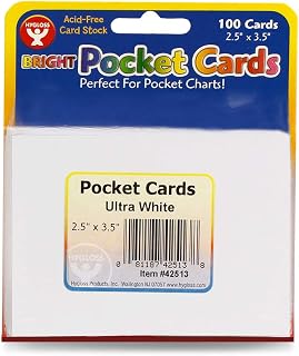 Hygloss Products Pocket Chart Cards - Blank White Card Stock - 2.5 x 3.5-Inches - 100 Pcs