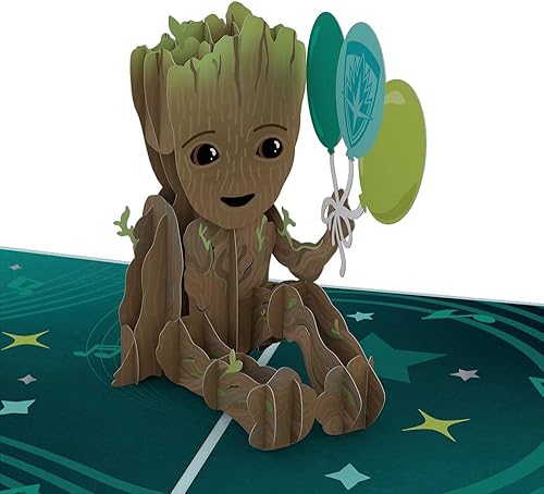 Lovepop Tarjeta emergente de Marvel, tarjeta de felicitación de cumpleaños 3D de Guardianes de la Galaxia para niños, hombres, hijo, Groot de 5 x 7