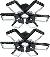 Vista 1 de Paquete de 2 Luces LED para Garaje, 160W 16000LM 6500K Luces de Garaje para Techo Bombilla LED con 6+1 Paneles Ajustables, Luz LED de Taller