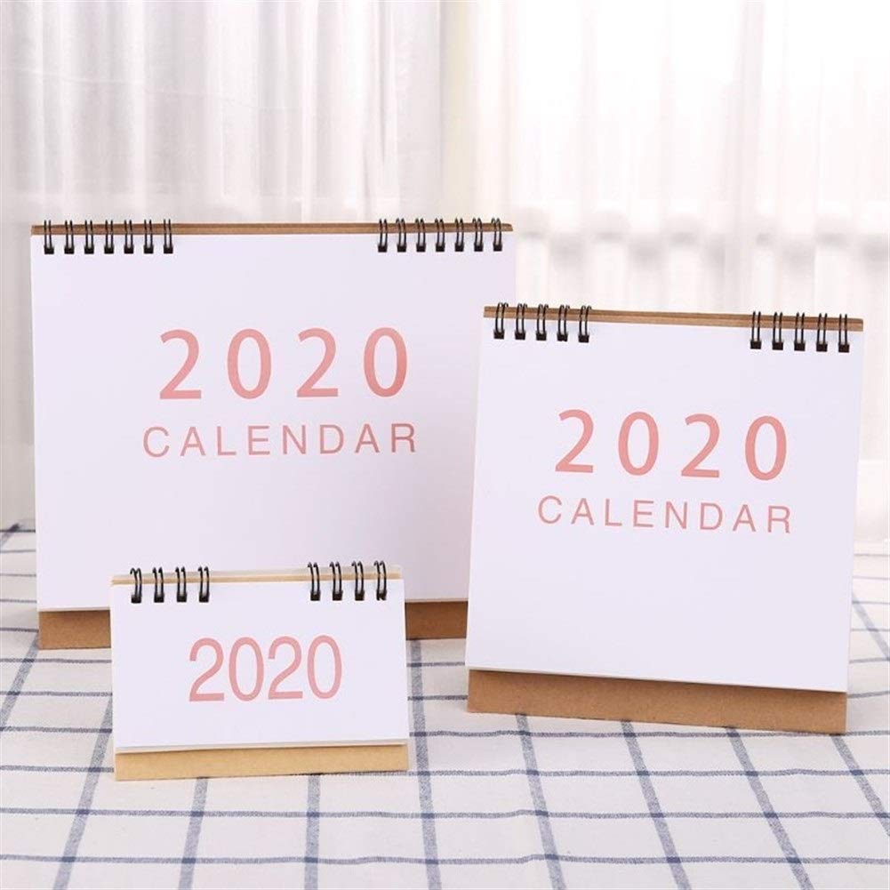YUQI 3 PCS Simple Papier de Bureau Permanent 2020 Double Bobine Calendrier Mémo horaire Quotidien Tableau planificateur annuel Agenda Bureau Organisateur (Taille : M)