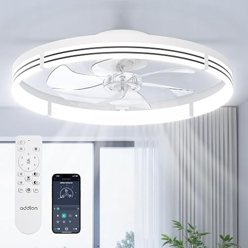 addlon 24' Low Profile Fandelier Ceiling Fans with Lights and Remote, White | Wider Airflow, 3000-6000K Dimmable LED, 6 Speeds, Reversible DC Motor, Remote and App Control, Memory Function, Timer, Quiet