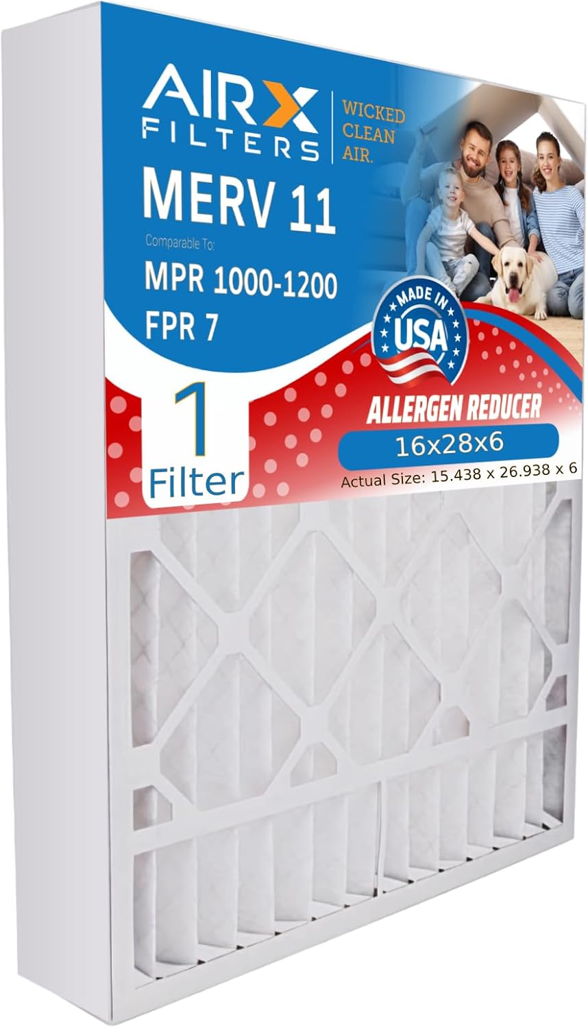 AIRX FILTERS WICKED CLEAN AIR. 16x28x6 Air Filter MERV 11 Compatible with Aprilaire 401 Furnace Filter 1 Single Filter