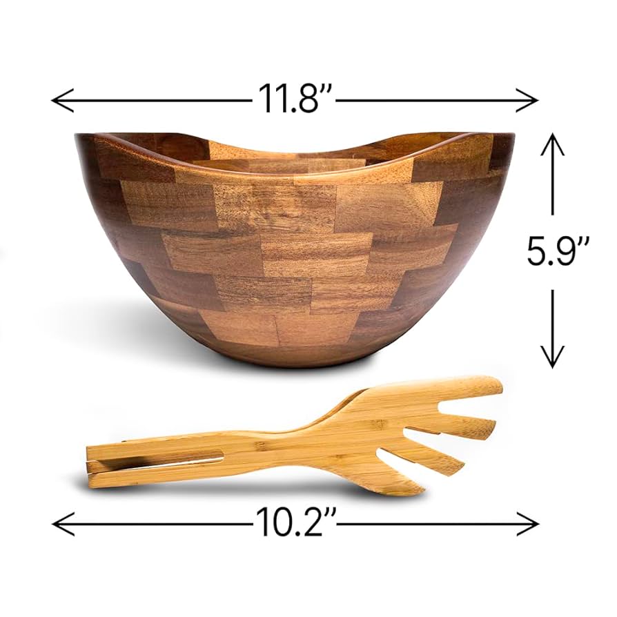 Amazon.co.jp: Paulancis 木製サラダボウルセット 竹製トング