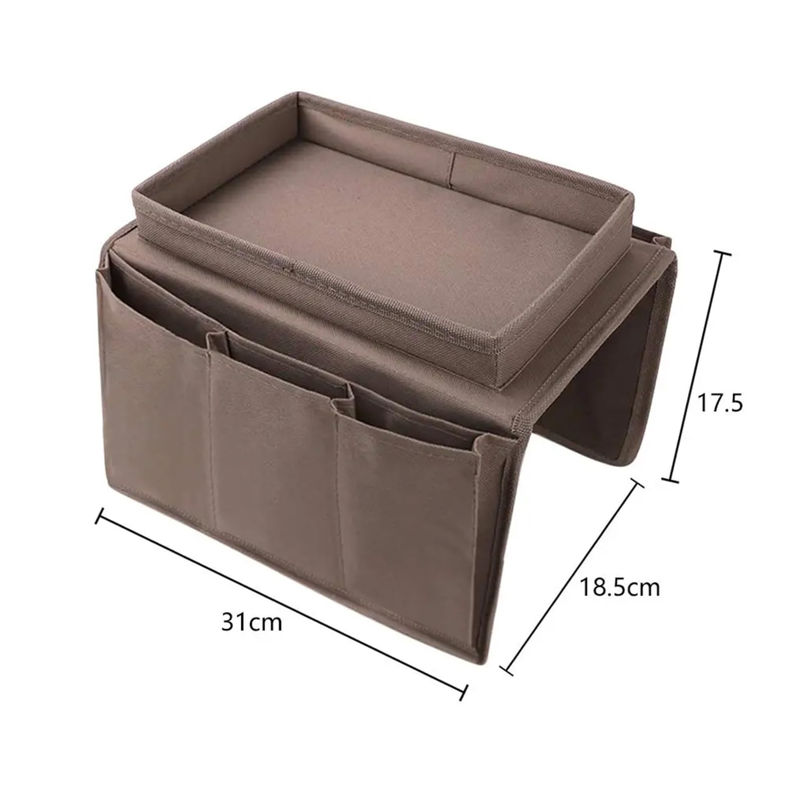 Organisateur d'accoudoir de canapé, Caddie Chaise, Pochette Rangement Chevet avec Poches, Support télécommande TV, Sac lit pour Télécommande, Téléphone(Grey)