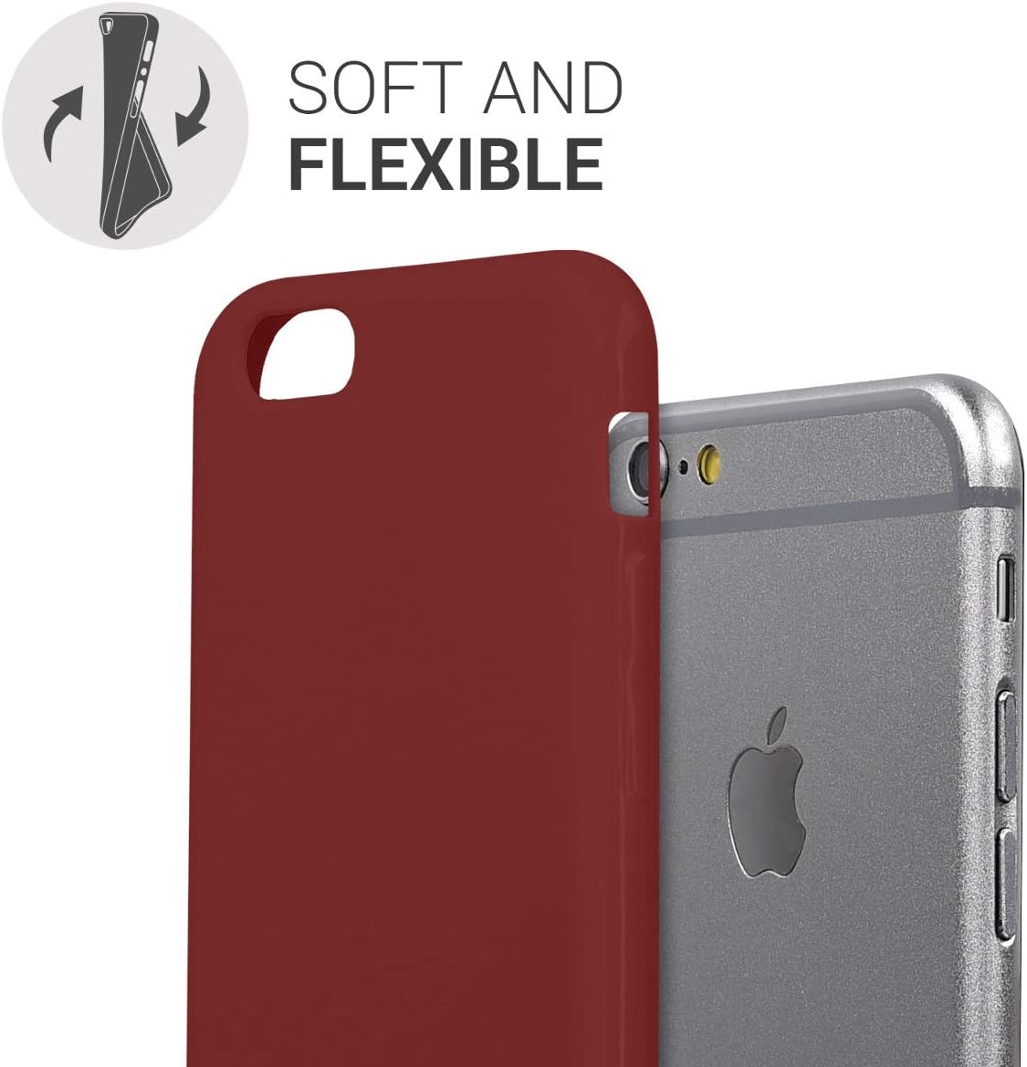 kwmobile Case Compatible with Apple iPhone 6 / 6S Case - Soft Slim Protective TPU Silicone Cover - Red Matte