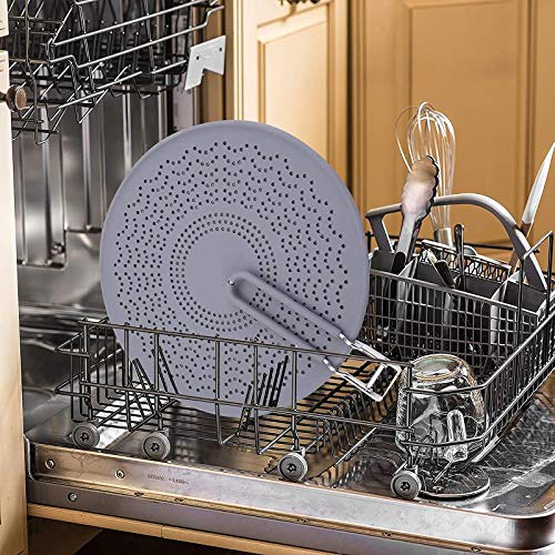 Silicone Splatter Screen For Frying Pan Grease Splatter Guard With Folding Handle Grease Splatter Screen For Cooking Splatter Guards For Fry Pan Cover Splatter Screen Splash Guard 11.4 Inch (Grey) #TOP2