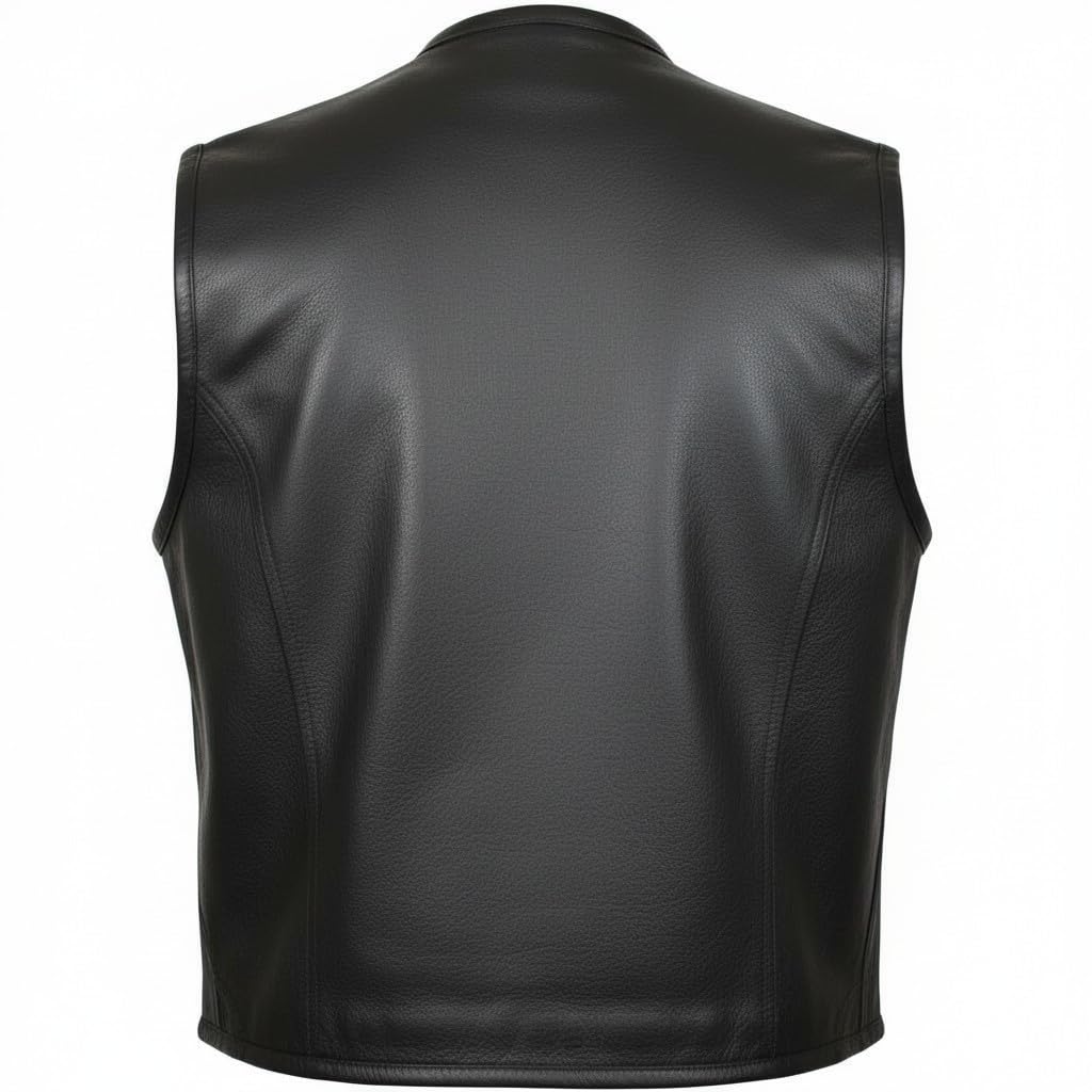 MDM Herren Lederweste in schwarz ohne Taschen (Gr. 5XL)