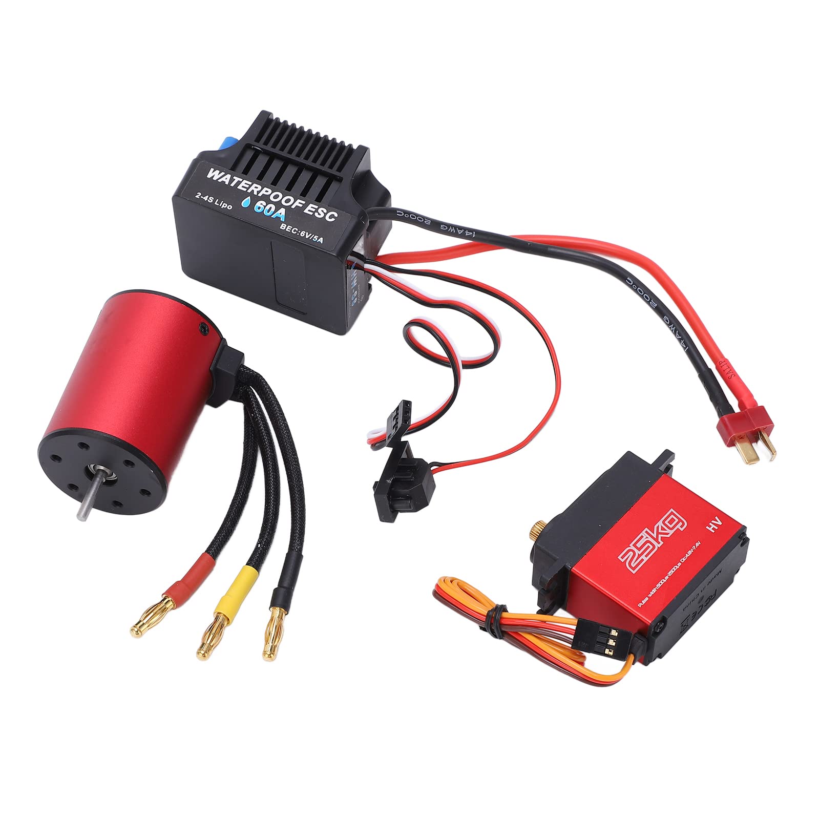 Generic Wodoodporny Silnik Bezszczotkowy 3100KV ESC Servo Combo do Samochodu RC, Trwały i Przenośny Zestaw do Modeli 1/8 1/10