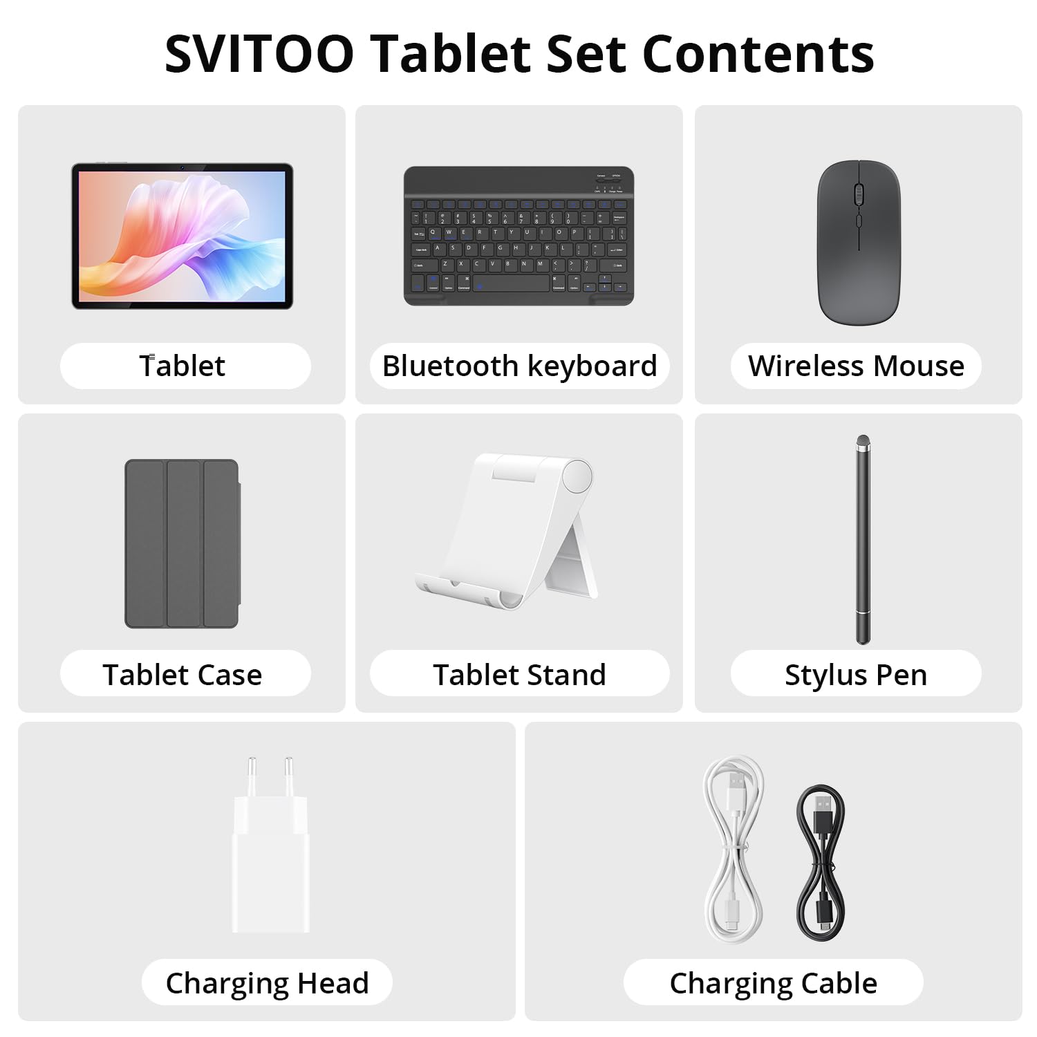 SVITOO Tablet mit Tastatur und Stift 10 Zoll Android 16 (Modell 2026), Unisoc T7250, 20GB RAM (4+16 virtuell) + 128GB, bis 1TB microSD, Widevine L1, WLAN 2,4/5 GHz, GPS, 6600 mAh (NTC)