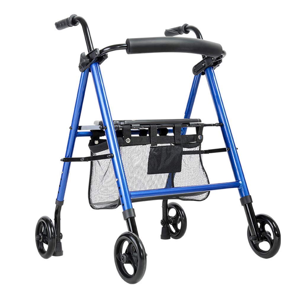 Deambulatore, Deambulatore, Deambulatore 4 Ruote Ausili per la Mobilità Compatti Pieghevoli con Borsa da Sedile Deambulatore Bastone da Passeggio Multiuso Anziani Disabili kxtmm