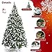 Goplus 7.5ft Pre-lit Artificial Christmas Tree, Hinged Snow Flocked Xmas Tree w/Pine Cones, Red Berries & 550 LED Lights, 8 Lighting Modes, Indoor Holiday Festival Decoration