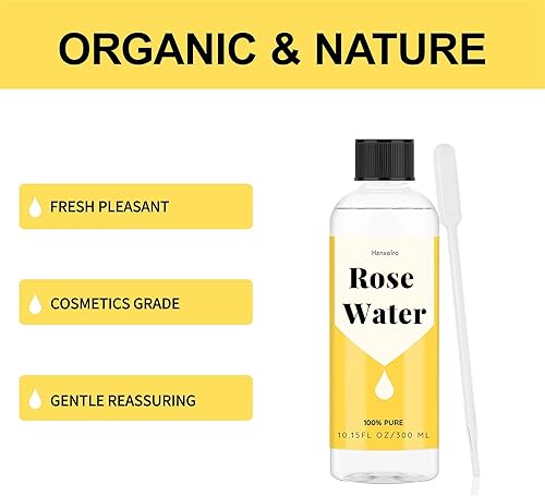 Miniatura 3 de Hidrosol rosa de 10.15 onzas líquidas para hidratación facial de niebla, 100% agua de rosas pura, limpia y suaviza la piel, promueve células