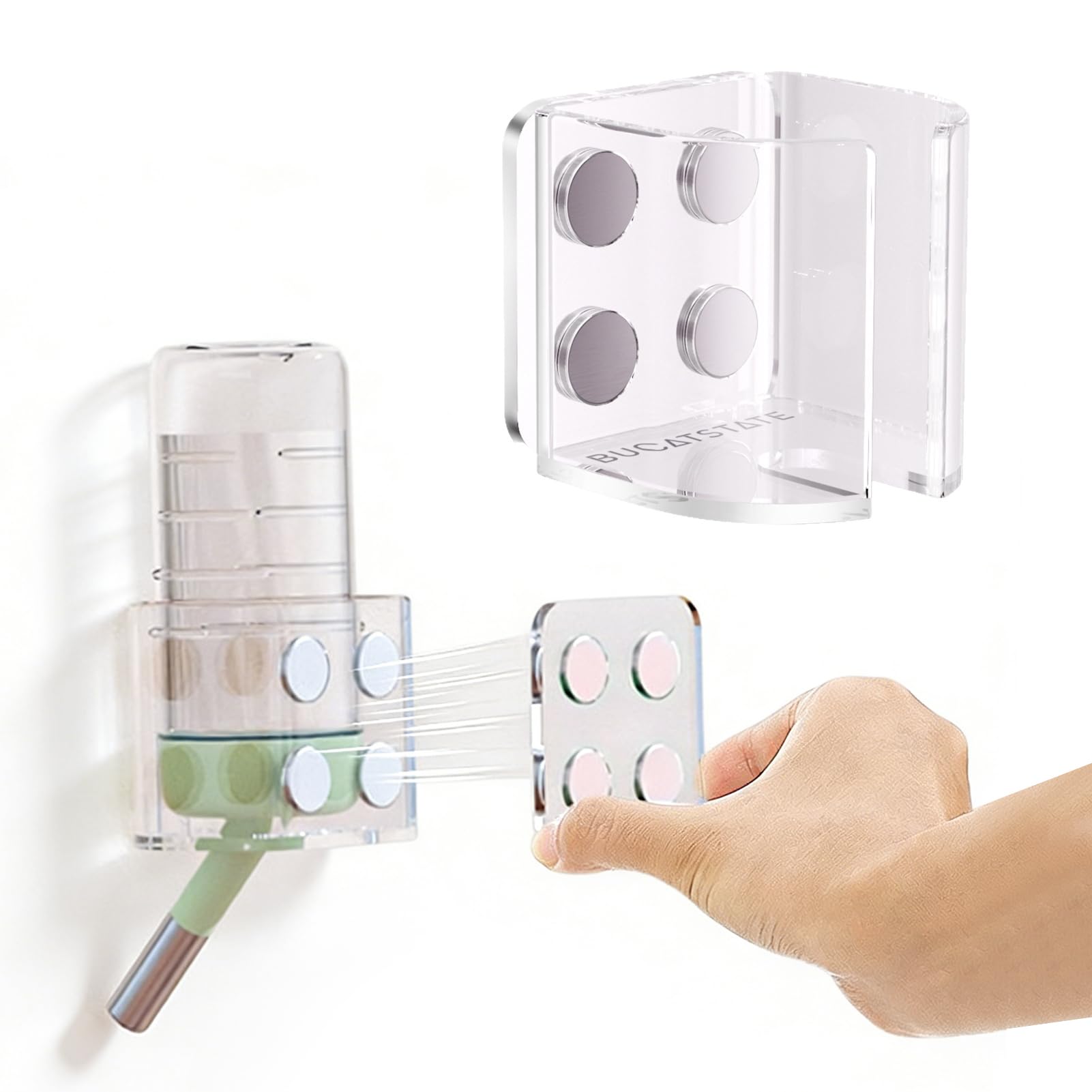 Hamster Water Bottles Holder with Magnetic for Bottles up to Dia 5 cm, Drop Resistant & Adjustable Height Hamster Water Bottle Holder for Hamsters,Guinea Pig, Small Pets (Only Water Bottle Holder)