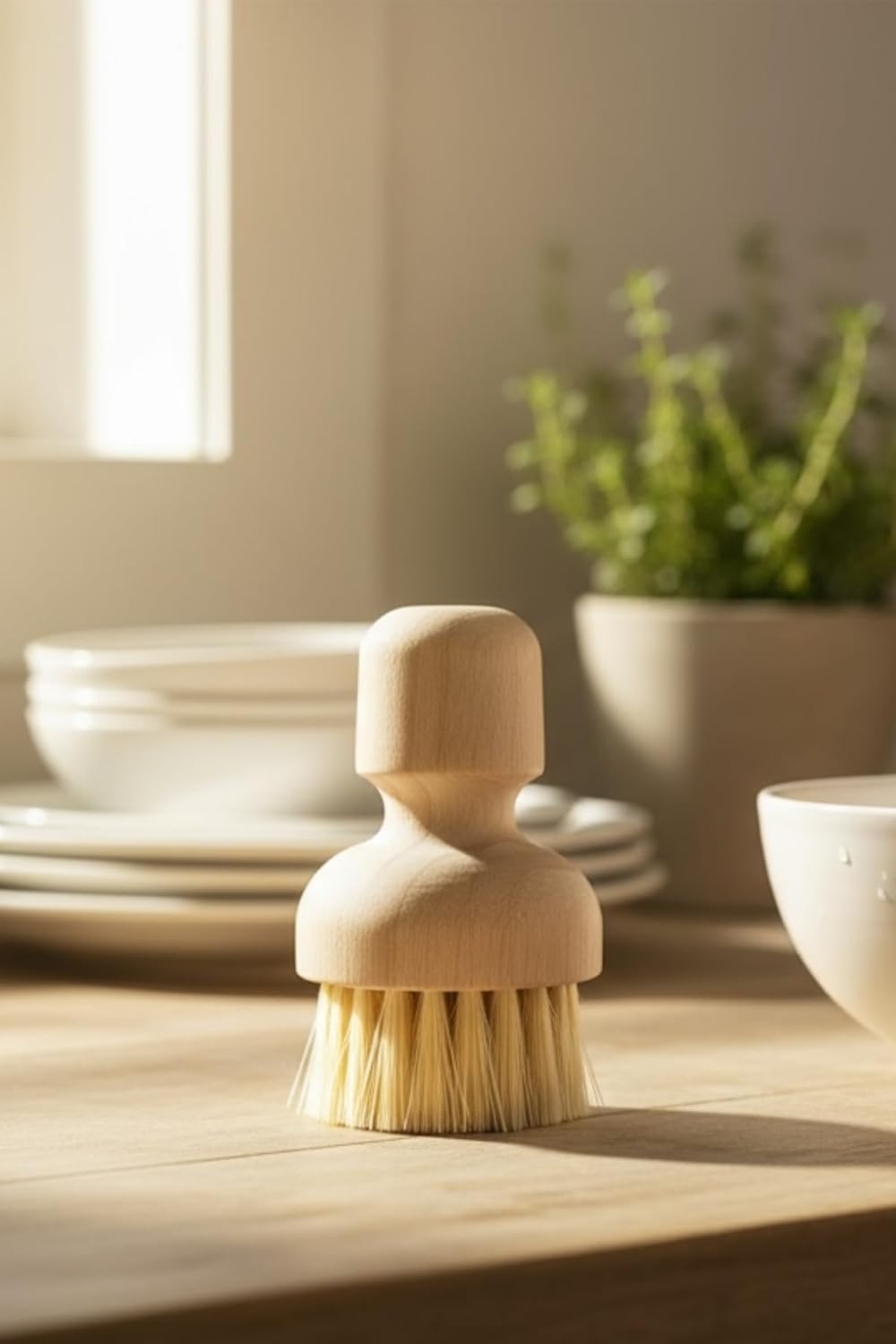 Cactus Fiber Vegetable Brush Dish Brush Wooden Handle Fruit and Vegetable Cleaning - One Size