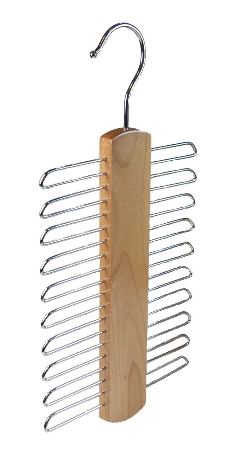 Unknowns Men's Light Brown 20 Bar Wooden Tie Hanger, Coat Scarfs & Belt Rack Organiser (1 Hangers) (1 Hanger)