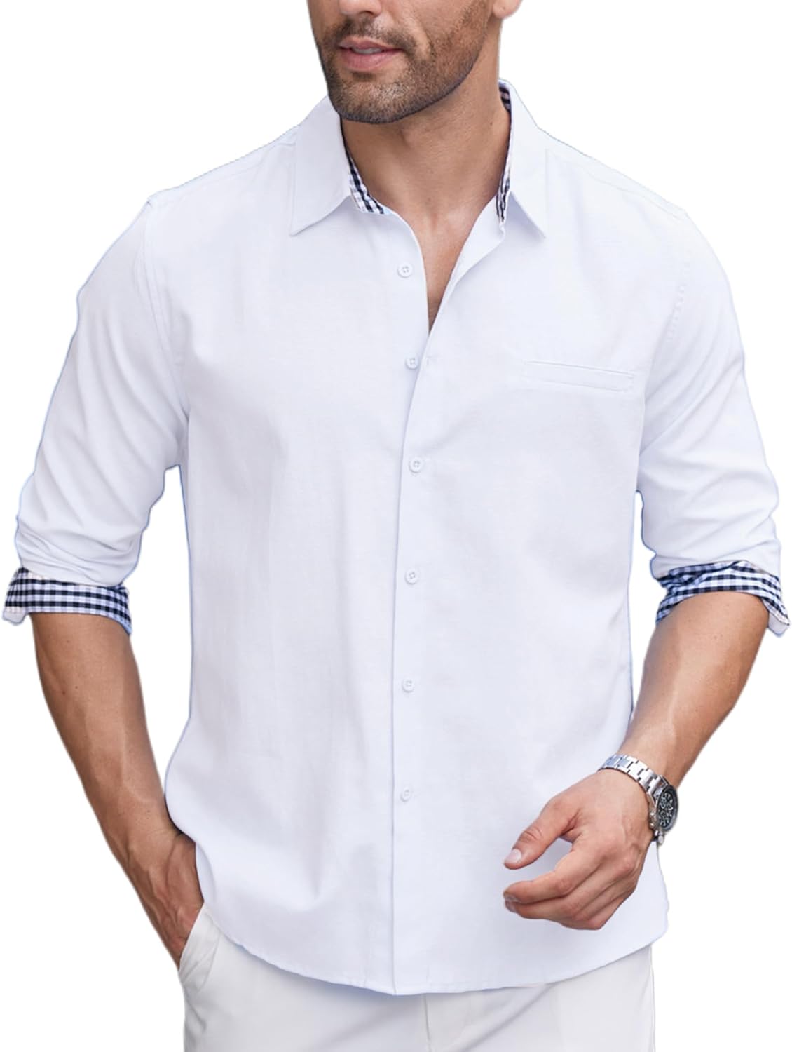 COOFANDY Linen Shirts for Men Casual Button Down Shirts