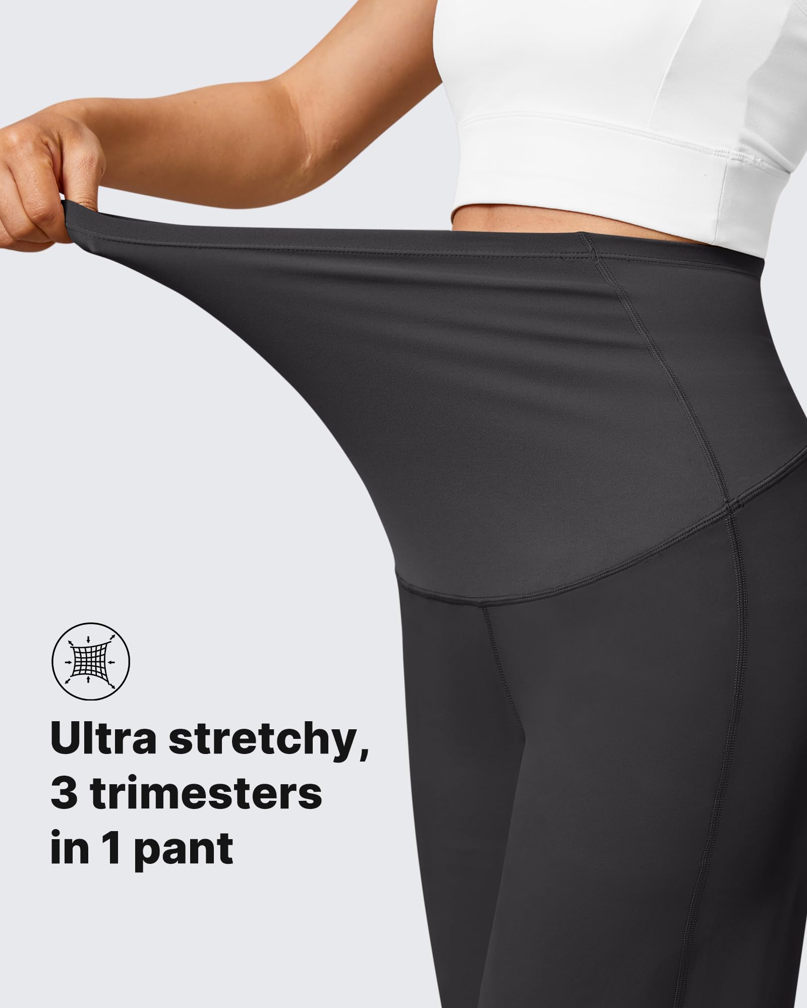 G4Free Umstandshose Damen Hohe Taille Yogahose Weites Bein Umstandsmode Lang Lose Freizeithose Sommer Stretch Hose für Schwangere