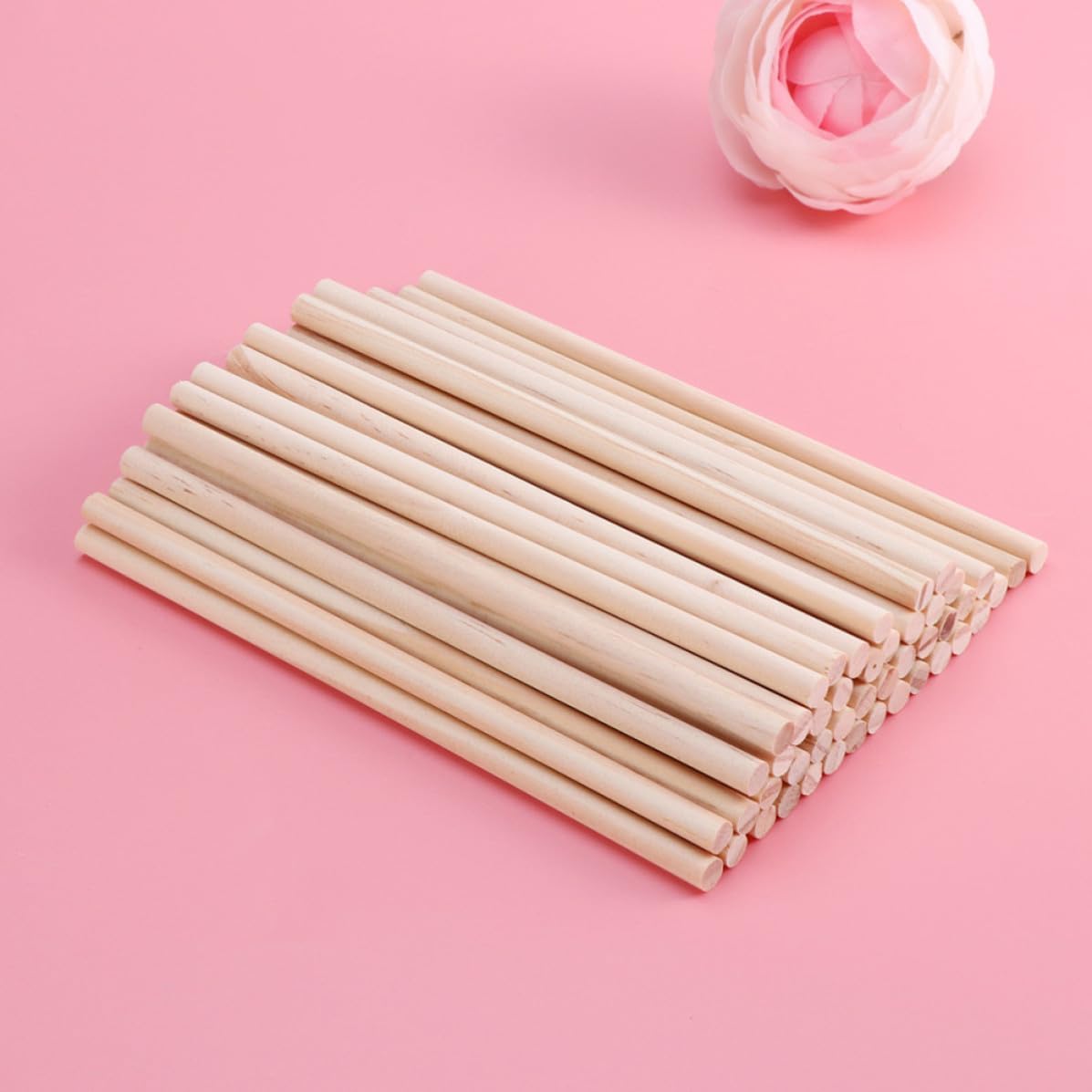 100pcs Wooden Round Dowel Rods for Hobbyists DIY Building Crafts image 4