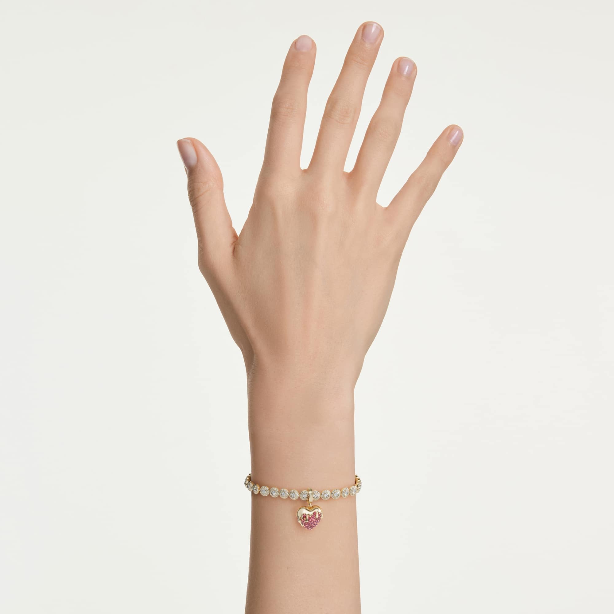 Swarovski Idyllia Kolekcja Bransoletka sztywna, Mieszane szlify, Serce, Różowy, Wykończenie z mieszanego metalu
