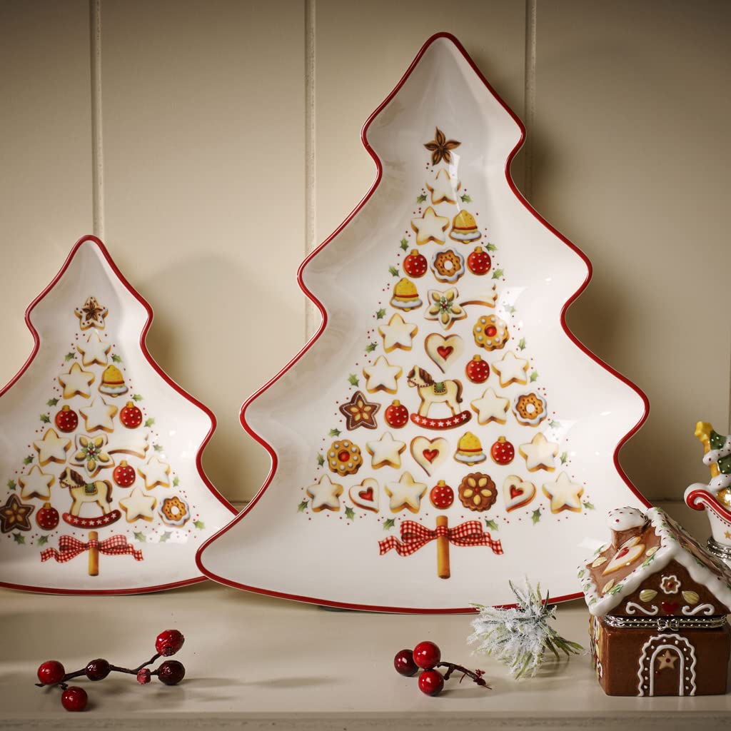 Villeroy & Boch – Winter Bakery Delight Schale Rot, Mikrowellensicher, Weihnachtsgeschirr, Tannenbaum Schale Weihnachten, Geschirr Weihnachten Toys, Plätzchenteller, Weihnachtsdeko, Premium Porzellan
