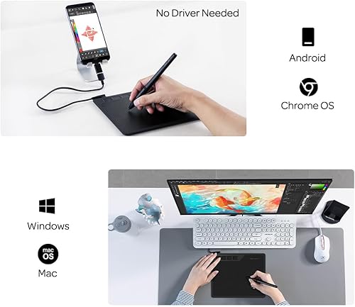 Miniatura 4 de GAOMON S620 Tablet gráfica de 65 x 4 pulgadas con bolígrafo pasivo 8192 4 teclas expresas para dibujo digital OSU y enseñanza en línea para Mac