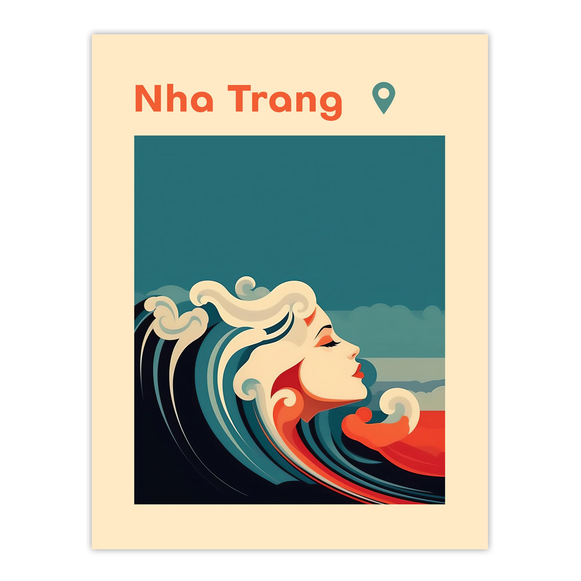 Artery8 Poster Print The Seaside Calls Nha Trang Beach Vietnam Modern Woman of the Waves W18" x H24"