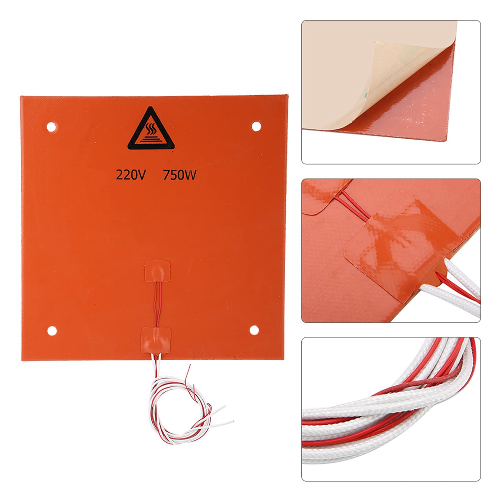 Almohadilla de calentamiento a alta temperatura 12V 220V 3D Accesorios de impresoras Silicona Cama caliente 120W 200W 600W 750W para entusiastas de la impresión 3D (220V 750W 310 * 310 mm