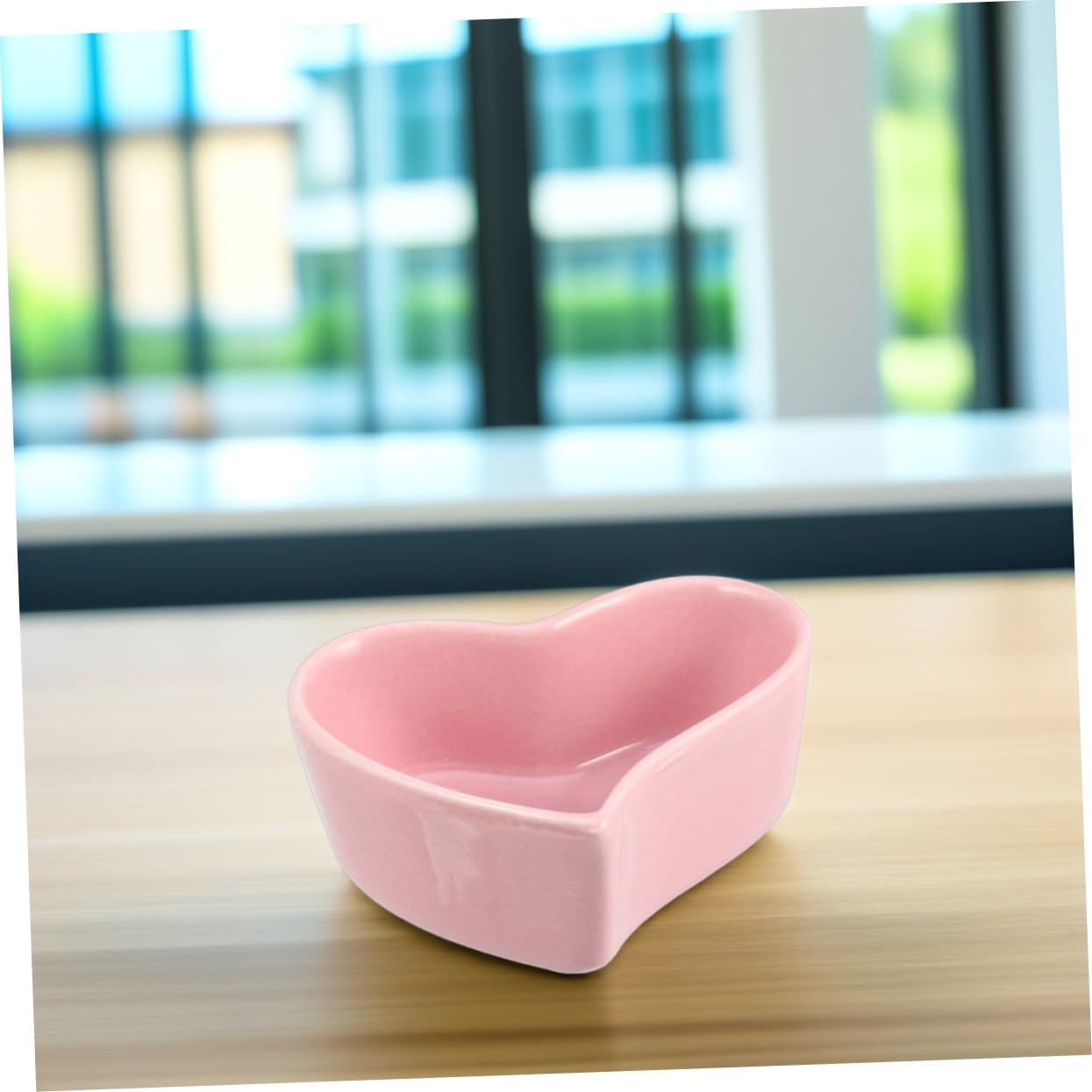 COLLBATH Non-Slip Pink Ceramic Hamster Food Bowl Heart Design 2 Pieces for Pet Animals