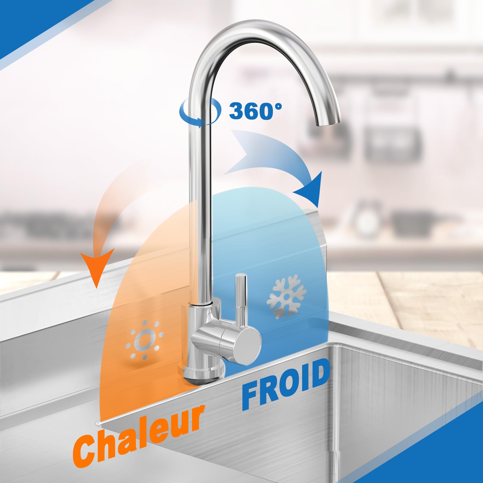 RiveraSink Plonge Inox Professionnelle 100x55x80cm avec Évier sur Pied, Évier Cuisine Inox avec Plan de Travail, Tiroir et Robinet, Table de Lavage pour Restaurant, Garage, Buanderie et Extérieur