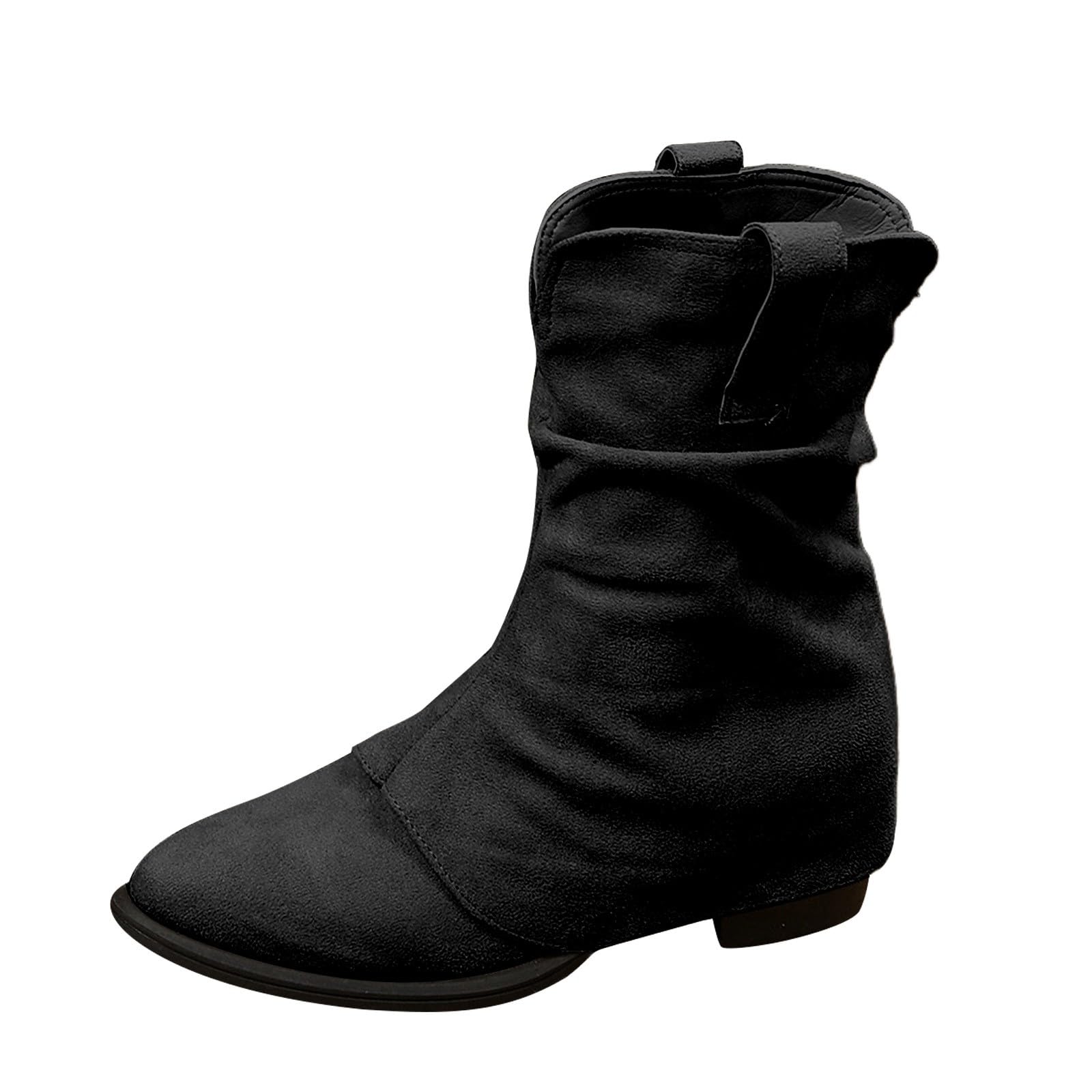 Bottes d'hiver en daim style collège avec manches patchwork plissées - 8
