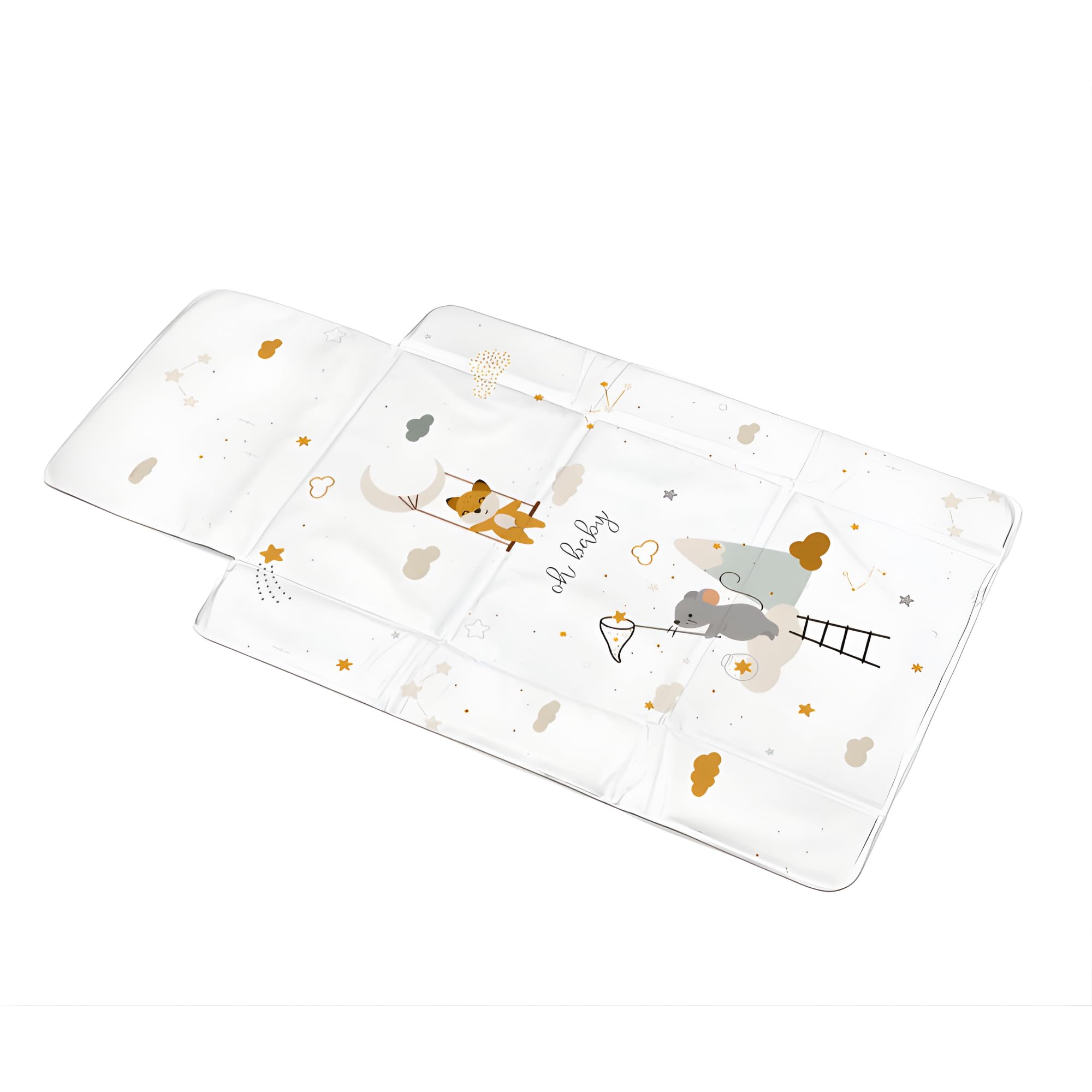 Matelas à Langer de Voyage Pliable - Tapis à Langer Bébé Imperméable et Portable, 77 × 44cm, Rembourré et Facile à Nettoyer, Gain de Place, Motif Souris