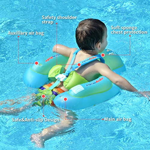 Swimbobo Baby Swimming Float Inflatable Infant Pool Float Ring With Sun Protection Removable Canopy For Kids Aged 3-36 Months Fun On The Water（Blue+Canopy,L） #TOP3