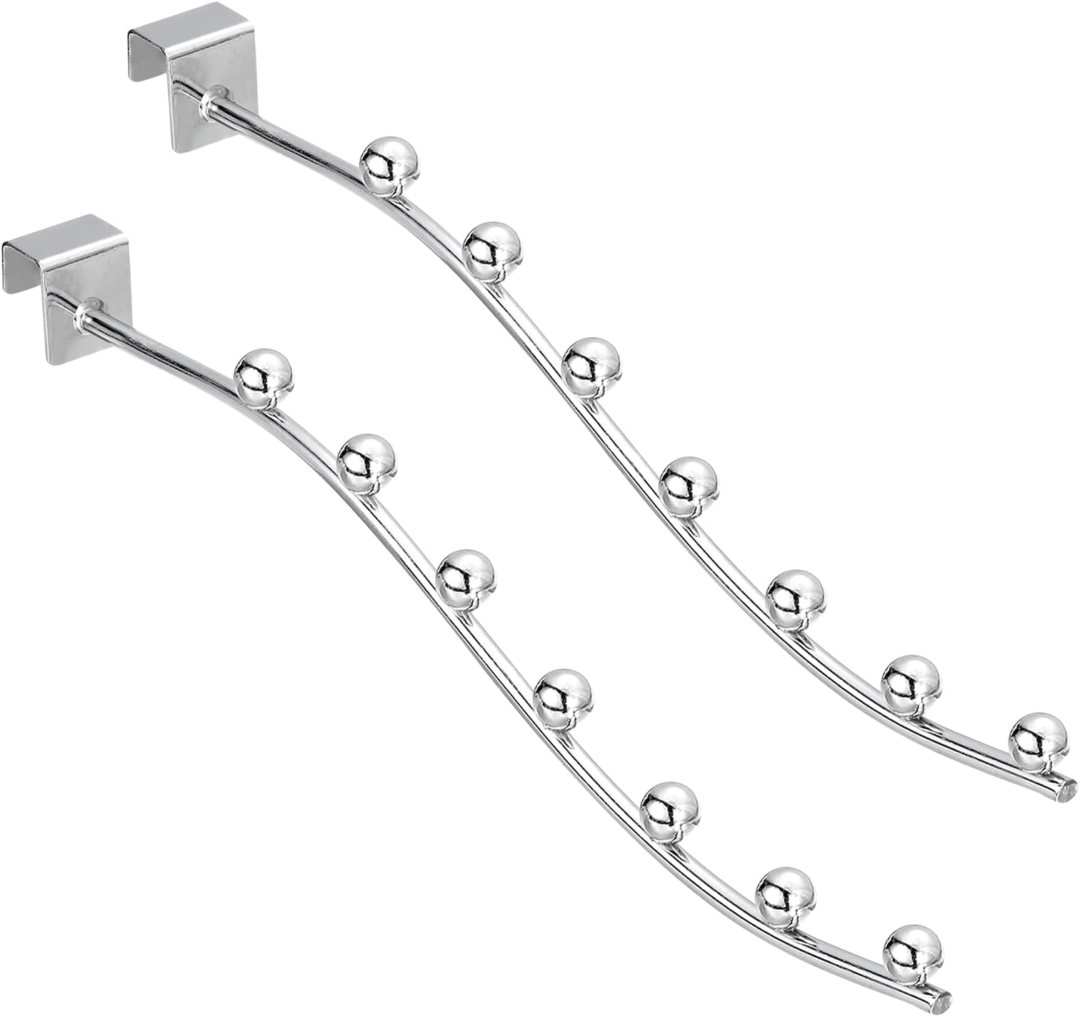 uxcell 2Pcs 11.22" Wall Mount Waved Waterfall Hanger Rack 7 Beads, Metal Garment Hook Clothes Display Hooks Wall Hangers Organizer for Homes, Supermarket, Clothing Stores (Silver)