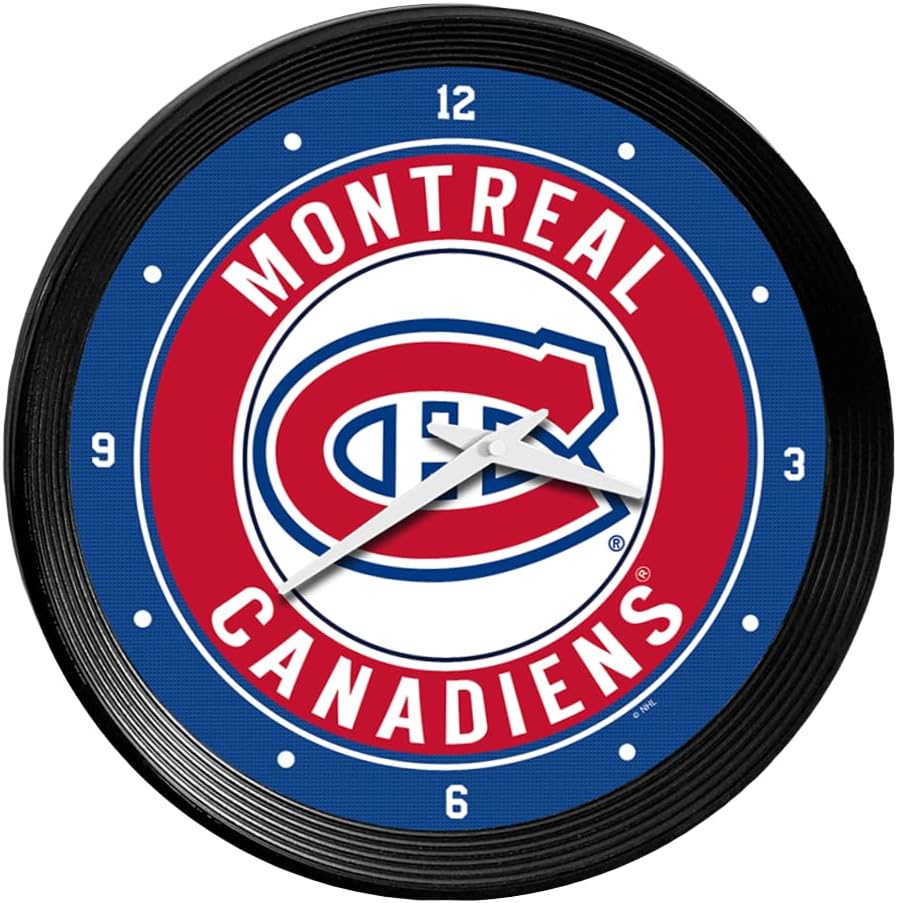 The Fan-Brand NHL Colorado Avalanche: Ribbed Frame Wall Clock - Sports Team Bar Sign Décor - Home Man Cave, Party Decoration - Made On Demand
