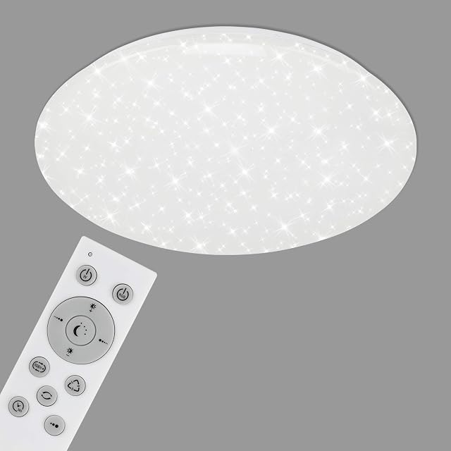 BRILONER Leuchten 7088-016 Lampa sufitowa LED WiFi o zmiennej intensywności RGB z pilotem, funkcją timera, funkcją pamięci, 42 W 3800 lm Biała Ø 50 cm