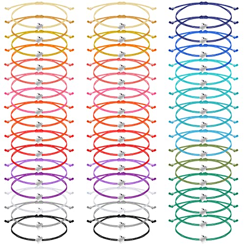 Cunno 50 Pcs Star Shaped Friendship Bracelet Adjustable Wish Bracelet for BFF Women Men Girls Kids Christmas Gifts