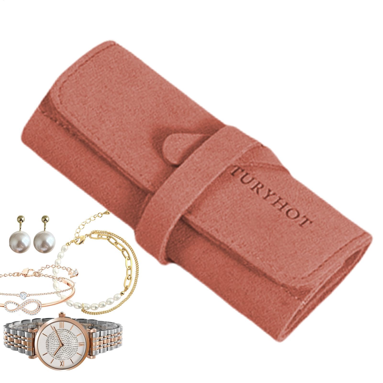 Jewelry Rolls, Portable Organizer Set, 9.45x3.94in Large Capacity Travel, Earrings Bracelets, and Rings Storage, Jewelrys Roll Box for University Dormitory and Outings