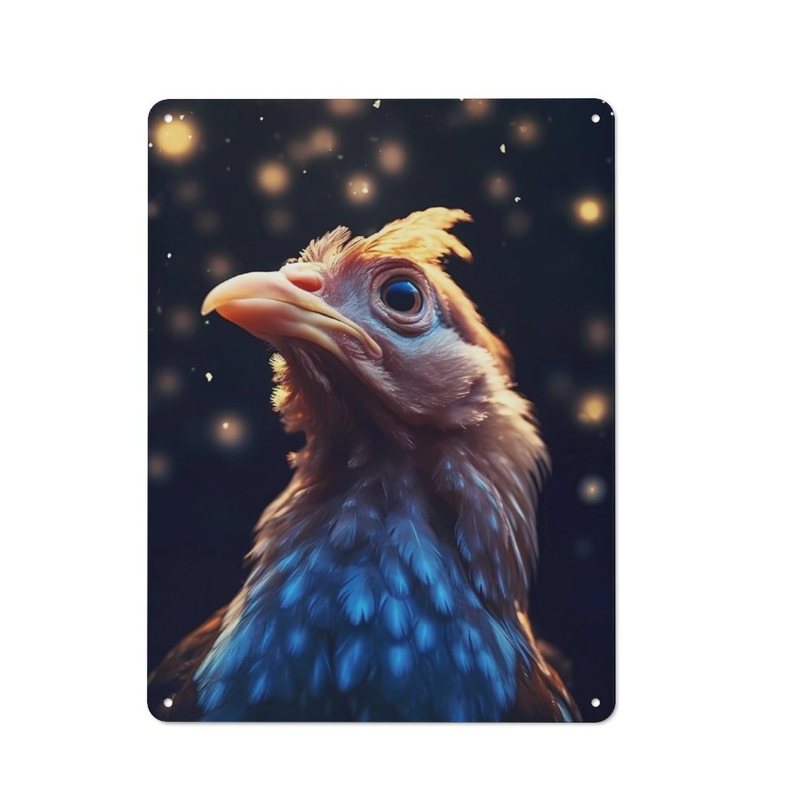 Junmoney Chicken Animals Rustic Metal Wall Sign 40X30cm For Hobby Room Or Studio, For Vintage Wall Decor Fans, For Themed Room Decoration