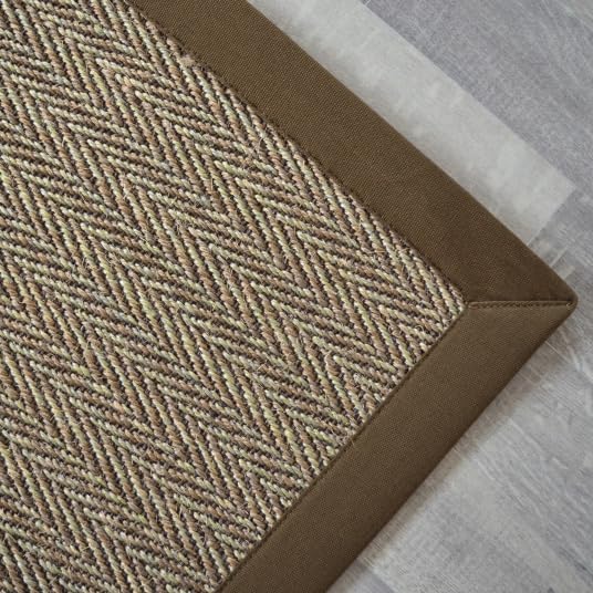 Decoweb Tapis Sisal - Nairobi Chevron - Ganse Coton Marron - 160 x 230 cm