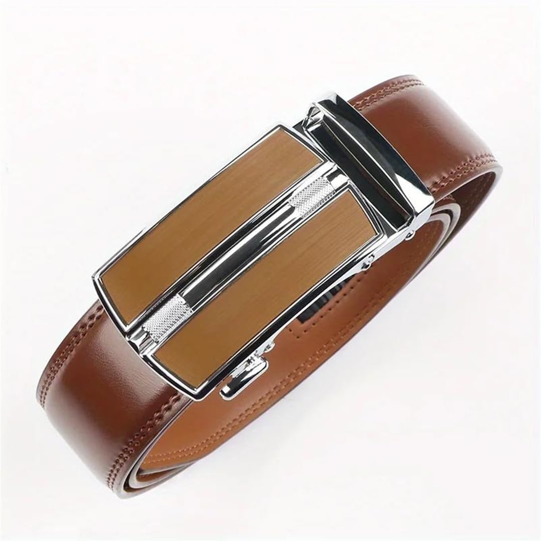 Yeuyyben Cinturón de trinquete de cuero genuino para hombre, hebilla de aleación, ajustable, casual, para todas las ocasiones