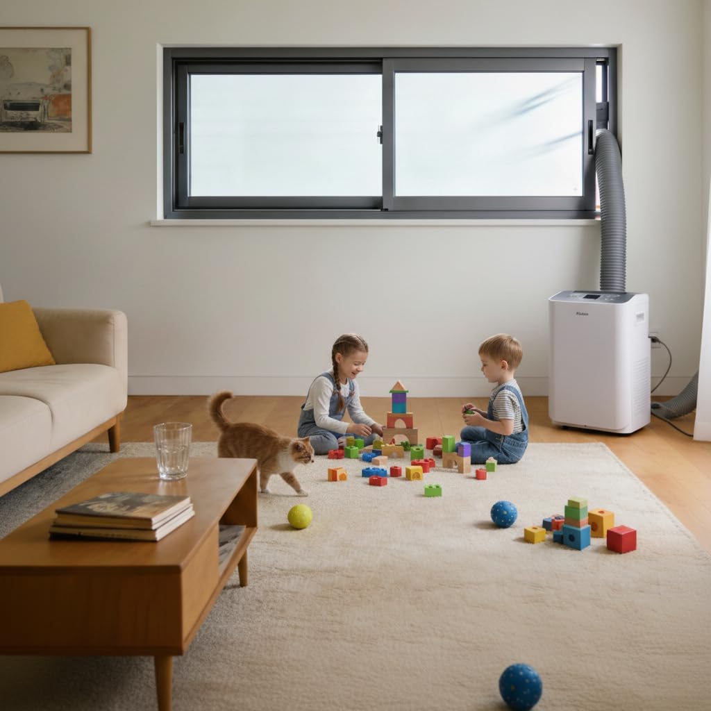 Flat Vent Nozzle for Portable AC Hose, 1" Tall x 10.24" Wide Slim Window Gap Adapter, Dual-Thread Connector (5.12" & 5.9"), Replacement Exhaust Vent with Support Pins, Tool-Free Installation