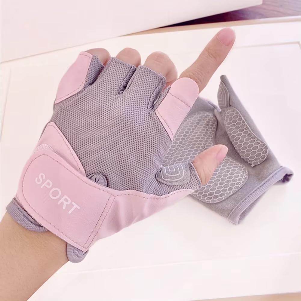 Utaly Women's Workout Gloves Fingerless Summer Gloves with Padded Breathable Mesh Non-Slip Sport Gloves for Cycling, Rowing