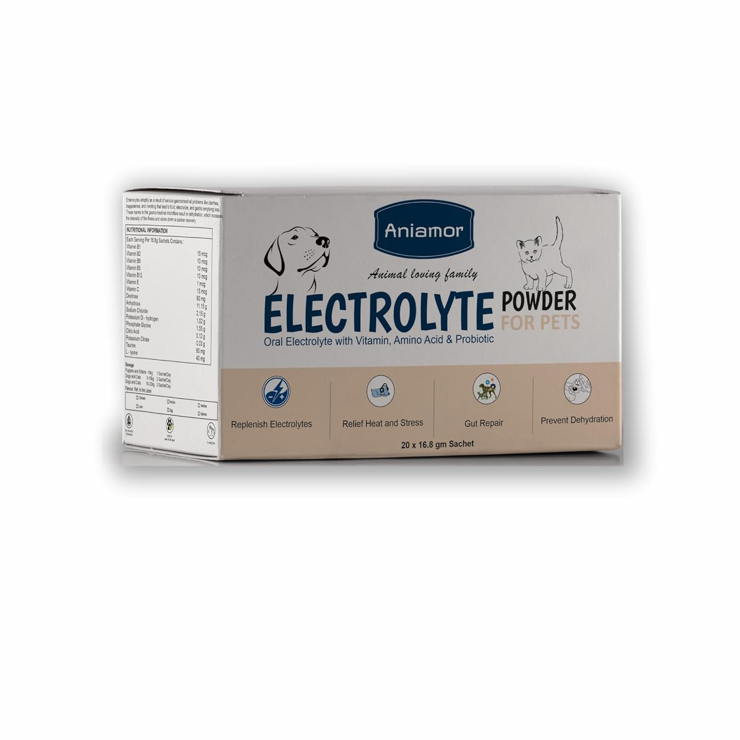 Aniamor Electrolyte Powder for Dogs and Cats Helps in Preventing Dehydration Dogs and Cats