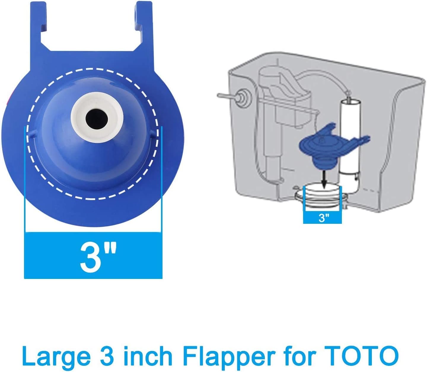 Large 3-Inch Toilet Flapper Replacement Compatible with TOTO flapper Model THU140S- Oversized Sealing and Easy to Install- Blue