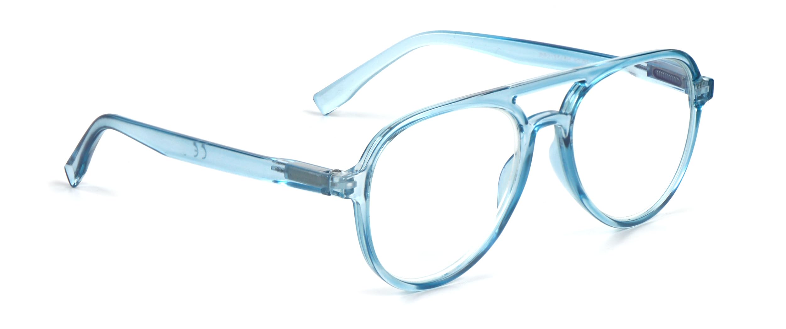 Fads & Fashions Classic Style Funky Reading Glasses Mens Womans with Metal Hinges DX100 (Transparent Blue, 1.5, x)