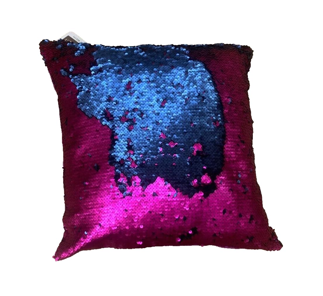 OLTAZ 16'' Hot Pink/Blue Mermaid Pillow Case Reversible Sequin Glitter Cushion Cover