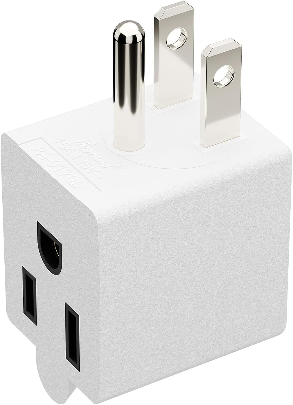 90 Degree Adapter Right Angled Downward Angled USA 3-Prong Male-Female Adapter,90 Degree Angled USA Male Female Power Adapter, 5-15P to 5-15R Direction Changer Space Save White PA-0170D ETL Verified