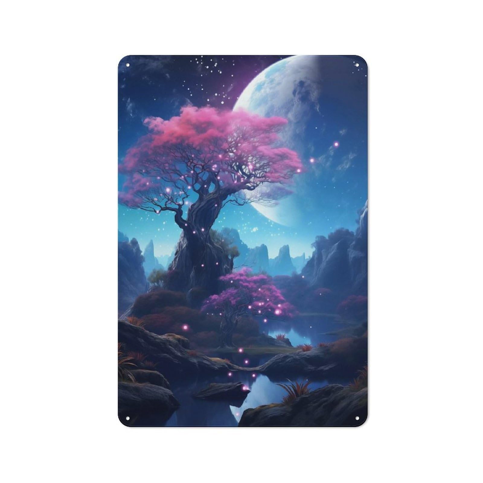 Junmoney Galaxy Landscape Fantasy Tin Wall Plaque 30X20cm With For Café Or Restaurant, Suited To Restaurant Decor Fans